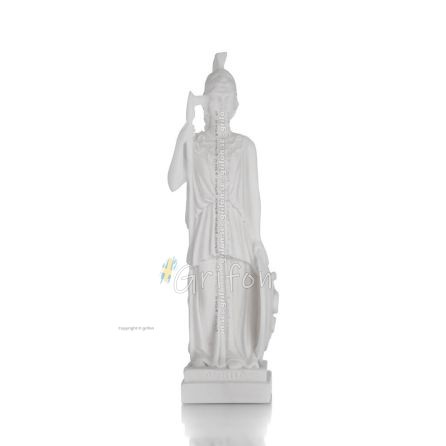 Athena or Athene: Goddess of wisdom with a spear and shield, 19cm full-body alabaster statue, ancient Greece Alabaster 1 - grifo