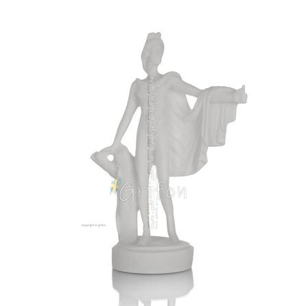 Apollon eller Apollonas, guden för musik, ljus och beskyddare av konst med en chiton, 18 cm helkroppstaty i alabaster, antika Gr