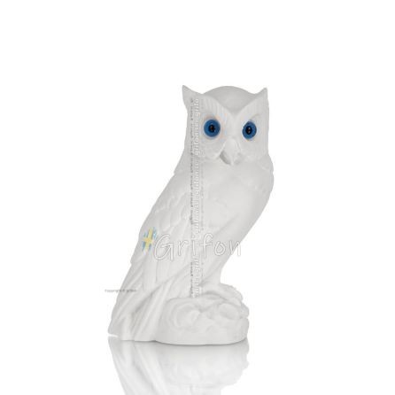 Owl or Glaucus: the sacred bird, symbol of wisdom, prudence, 13cm Full length alabaster statue Alabaster 1 - grifon.se