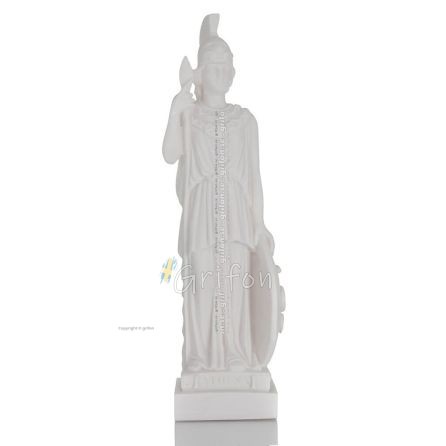 Athena or Athene: Goddess of wisdom with a spear and shield, 25cm full-body alabaster statue, ancient Greece Alabaster 1 - grifo