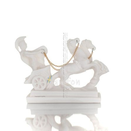 Vagn: krigshästar eller hästkapplöpningar 16 cm alabasterstaty i full längd, antikens Grekland Alabaster 1 - grifon.se 