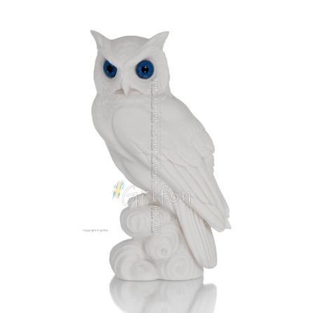 Owl or Glaucus: the sacred bird, symbol of wisdom, prudence, 24cm Full length alabaster statue Alabaster 1 - grifon.se