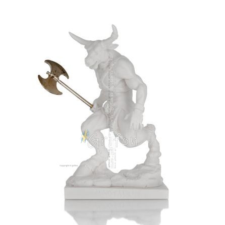 Minotaurus: Plasma, son till Pasiphae drottning av Knossos, minoisk civilisation 21cm FullÃ¤ngds alabasterstaty Alabaster 1 - gri
