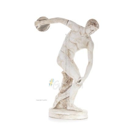 Discus Thrower of Myron: Young Athlete, Symbol of the Olympic Games, Full Length Plaster Statue, Ancient Greece Plaster, Tuff, M
