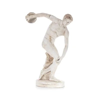 Discus Thrower of Myron: Young Athlete, Symbol of the Olympic Games, Full Length Plaster Statue, Ancient Greece Plaster, Tuff, M