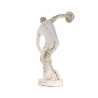 Discus Thrower of Myron: Young Athlete, Symbol of the Olympic Games, Full Length Plaster Statue, Ancient Greece Plaster, Tuff, M