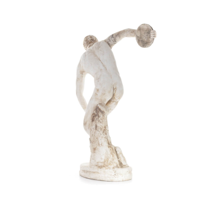 Discus Thrower of Myron: Ung idrottare, symbol fÃ¶r de olympiska spelen, fullÃ¤ngds gipsstaty, antikens Grekland Gyps, Porolithos,