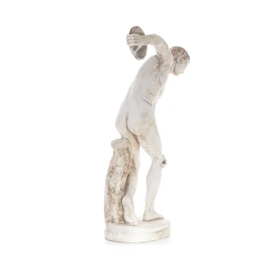 Discus Thrower of Myron: Young Athlete, Symbol of the Olympic Games, Full Length Plaster Statue, Ancient Greece Plaster, Tuff, M