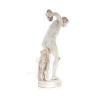 Discus Thrower of Myron: Ung idrottare, symbol fÃ¶r de olympiska spelen, fullÃ¤ngds gipsstaty, antikens Grekland Gyps, Porolithos,