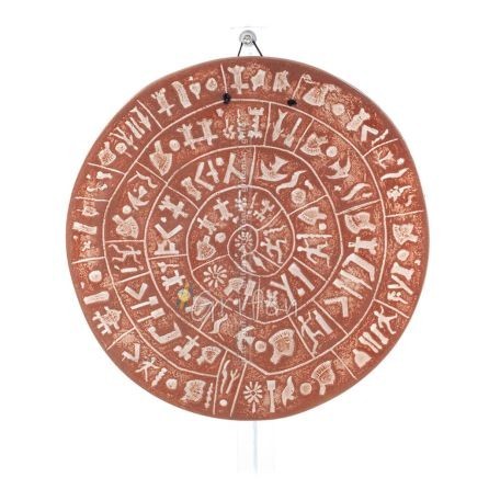 Phaistos Disc: The Unsolved Mystery Wall Hanging 28cm Decorative Handmade Finish Wall Hanging Minoan Culture Decorative Ceramics