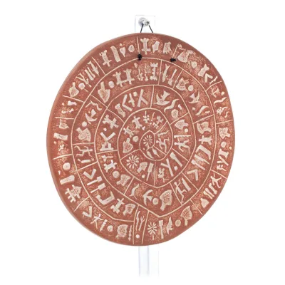 Phaistos Disc: The Unsolved Mystery Wall Hanging 28cm Dekorativ handgjord finish Vägghängande minoisk kultur Dekorativ keramik 7