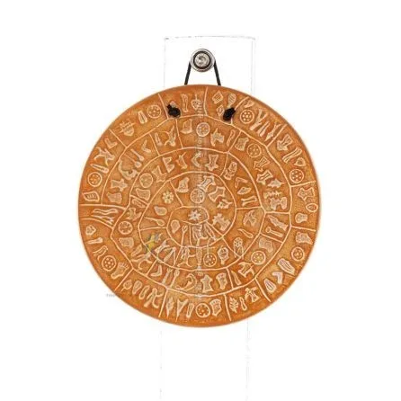 Phaistos Disc: The Unsolved Mystery, 13 cm dubbelsidig väggupphängning med handgjord finish, väggupphängning, minoisk kultur Dek