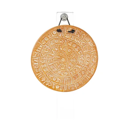 Phaistos Disc: The Unsolved Mystery Dubbelsidig vägghängande 11 cm handgjord finish Vägghängande minoisk kultur Dekorativ kerami