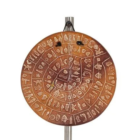 Phaistos Disc: The Unsolved Mystery, 4 cm dubbelsidig väggupphängning med handgjord finish, väggupphängning, minoisk kultur Deko