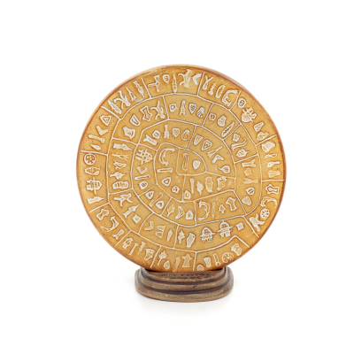 Phaistos Disc: The Unsolved Mystery, 15,5 cm dekorativ bas med handgjord finish, minoisk civilisation, antikens Grekland Dekorat