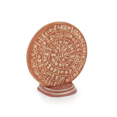 Phaistos Disc: The Unsolved Mystery, 13,5 cm dekorativ bas med handgjord finish, minoisk civilisation, antikens Grekland Dekorat