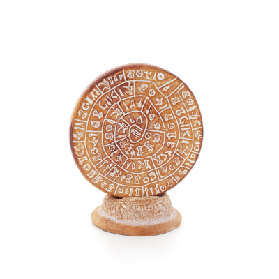 Phaistos Disc: The Unsolved Mystery, pÃ¥ 11 cm dekorativ bas med handgjord finish, minoisk civilisation, antikens Grekland Dekora