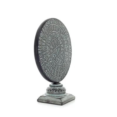 Phaistos Disc: The Unsolved Mystery, on capital base 27x22cm decorative with Handmade finish, Minoan civilization Decorative Cer
