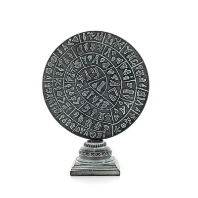 Phaistos Disc: The Unsolved Mystery, on capital base 27x22cm decorative with Handmade finish, Minoan civilization Decorative Cer
