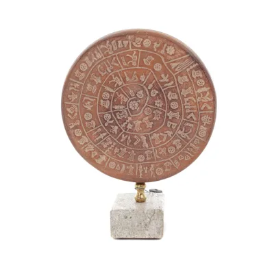 Phaistos Disc: The Unsolved Mystery, with marble 19x 16cm decorative with Handmade finish, Minoan civilization Decorative Cerami