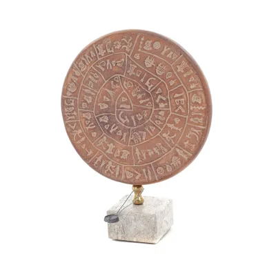 Phaistos Disc: The Unsolved Mystery, med marmor 19x16cm dekorativ med handgjord finish, minoisk civilisation Dekorativ keramik 4