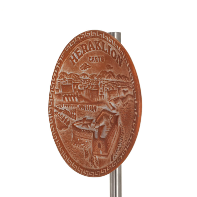 HÃ¤ngande vÃ¤ggplatta 14cm Heraklion, dekorativ med Handgjord finish, vÃ¤ggmonterad Dekorativ keramik 2 - grifon.se 