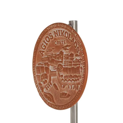 Hängande väggplatta 14cm Agios Nikolaos form, dekorativ med Handgjord finish, väggmonterad Dekorativ keramik 2 - grifon.se 
