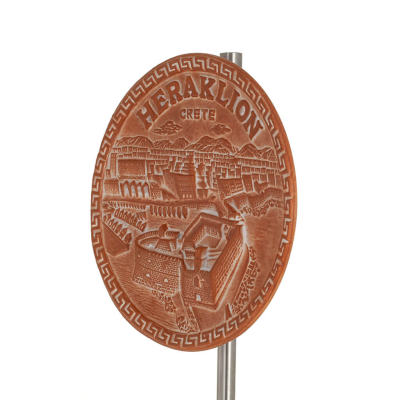 HÃ¤ngande vÃ¤ggplatta 18cm Heraklion, dekorativ med Handgjord finish, vÃ¤ggmonterad Dekorativ keramik 2 - grifon.se 