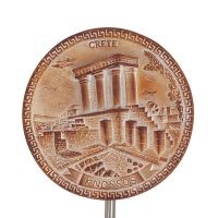 Wall hanging plate 18cm Knossos shape, decorative with Handmade finish, wall mounted