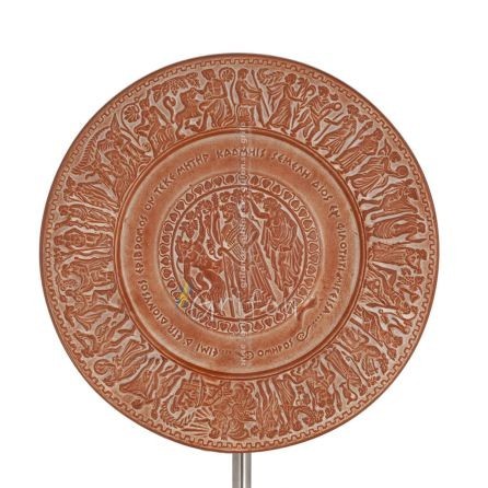 Vägghängande tallrik 24cm dekorativ med handgjord finish, väggmonterad Dekorativ keramik 1 - grifon.se