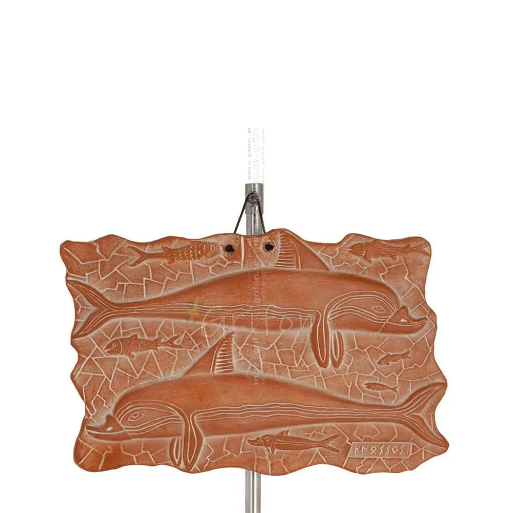 Vägghängande plaketter i form av delfiner 17x26cm dekorativa med handgjord finish, väggmonterad Dekorativ keramik 1 - grifon.se 