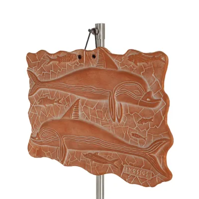 Vägghängande plaketter i form av delfiner 17x26cm dekorativa med handgjord finish, väggmonterad Dekorativ keramik 2 - grifon.se 
