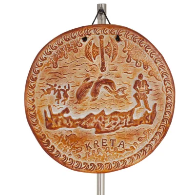 Plattor vägghängande Kreta rund 22cm dekorativ med Handgjord finish, väggmonterad Dekorativ keramik 1 - grifon.se 