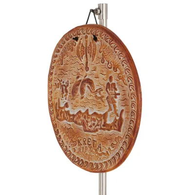 Plattor vägghängande Kreta rund 22cm dekorativ med Handgjord finish, väggmonterad Dekorativ keramik 2 - grifon.se 