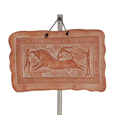 Plack hängande på väggen i form av Taurokathapsia 15x24cm dekorativ med handgjord finish, väggmonterad Dekorativ keramik 1 - gri