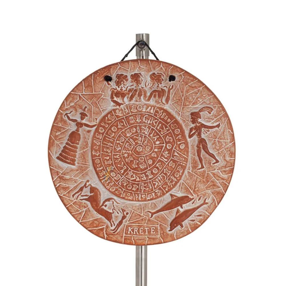 Plaques hanging on the wall in the shape of a Phaistos disc 18cm decorative with Handmade finish, wall-mounted, Minoan culture D