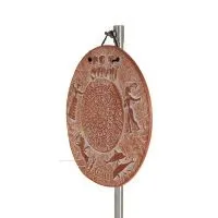 Plaketter hängande på väggen i form av en Phaistos-skiva 18cm dekorativ med handgjord finish, väggmonterad, minoisk kultur Dekor