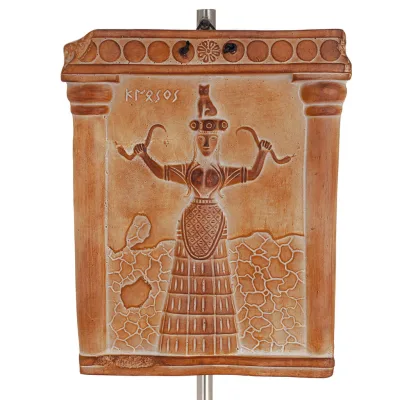 Wall Hanging Plaques of the Goddess of Snakes 24x18cm Decorative with Handmade Finish, Wall Mounted, Minoan Culture Decorative C