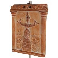 VÃ¤gghÃ¤ngande plaketter av ormarnas gudinna 24x18cm Dekorativ med handgjord finish, vÃ¤ggmonterad, minoisk kultur Dekorativ kerami