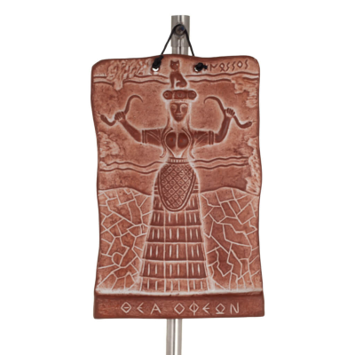 Väggplåtar Ormgudinnan, Fertilitetens gudinna 17x12cm dekorativ med handgjord finish, väggupphängning Dekorativ keramik 1 - grif