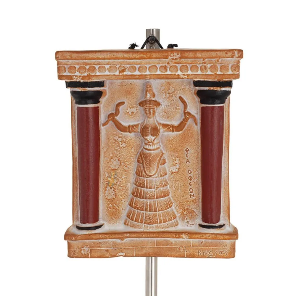 Knossos Columns Plattor 21x17cm fikon Ormens gudinna, Fertilitetens gudinna, dekorativ med handgjord finish, minoisk kultur Deko