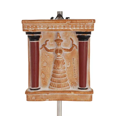 Knossos Columns Plates 21x17cm fig Goddess of Serpents, The Goddess of Fertility, decorative with Handmade finish, Minoan cultur