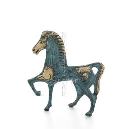 Archaic Horse or Steed: irrational, silent yet full of fire, energy, motion, a 10 cm sculpture-inspired statuette, bronze decora