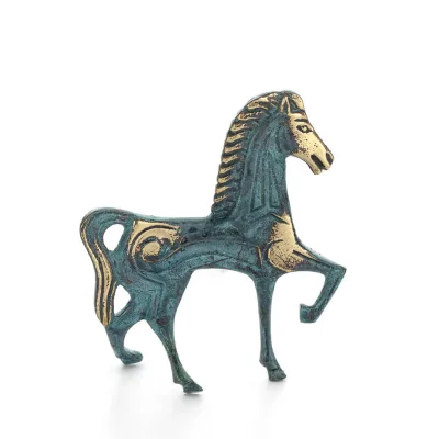 Archaic Horse or Steed: irrational, silent yet full of fire, energy, motion, a 10 cm sculpture-inspired statuette, bronze decora