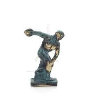 Discus Thrower of Myron: Ung idrottare, symbol för de olympiska spelen 7 cm helkroppsstatyett bronsprydnad, antikens Grekland Br