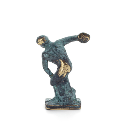 Discus Thrower of Myron: Young Athlete, Symbol of the Olympic Games 7cm Full Body Statuette Bronze Ornament, Ancient Greece Bron
