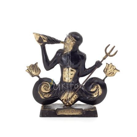 Triton eller Triton: havets gud, Poseidons son jätte 16,5x20,5cm Helkroppsstaty Brons dekorativ Brons 1 - grifon.se