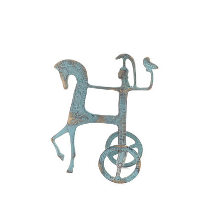 Athena or Athana or Athene: The goddess of wisdom 18cm on a chariot with a helmet and an owl in her hand, full-bodied bronze dec