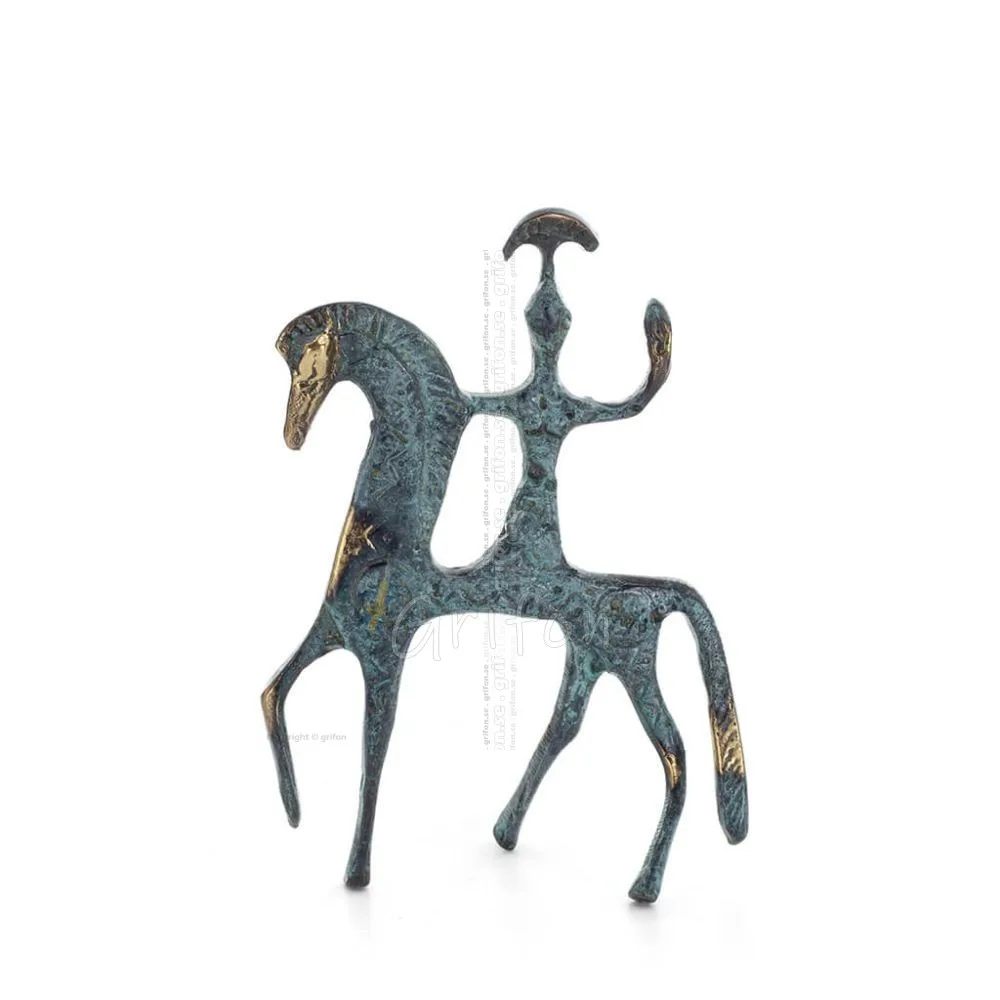 Athena or Athana or Athene: The goddess of wisdom with Horse or Pegasus 12cm Full-body bronze statue, ancient Greece decorati Br