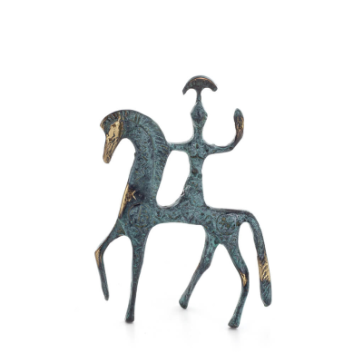 Athena or Athana or Athene: The goddess of wisdom with Horse or Pegasus 12cm Full-body bronze statue, ancient Greece decorati Br